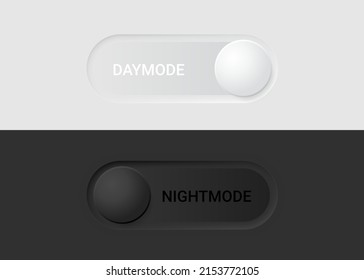 Slider with day and night switching mode. Neomorphism element design for user interface. Vector illustration.
