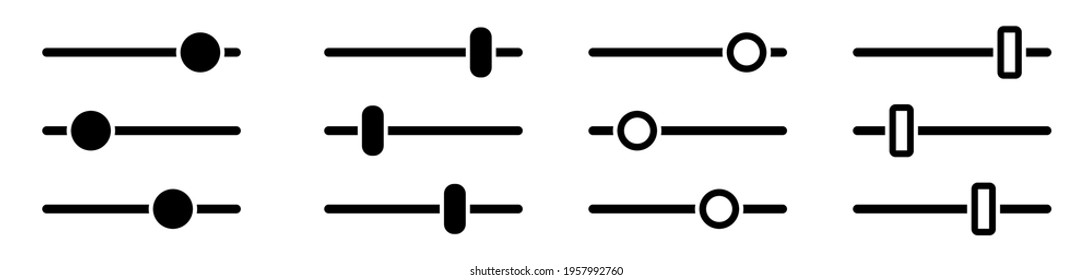 Slider filter simple flat button. Filter control settings icon collection. Vector Illustration.