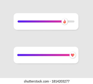 Slider fire and heart emoji vector illustration for social network