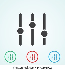 Slider icon .Equalizer, sound mixer, settings icon. The settings of phone for web site ,apps. A sign of the slider.