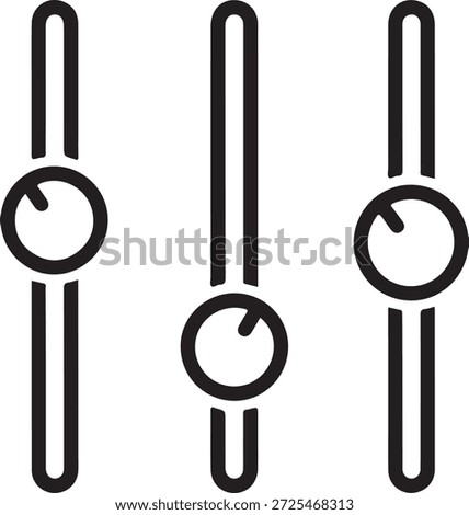 Slider icon Three audio faders isolated on white background