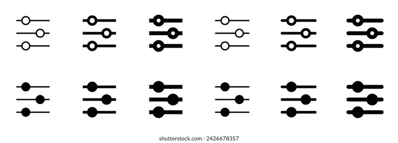 Slider icons set, settings, control panel, setting, equalizer, edit tools, equalizer control, adjustment