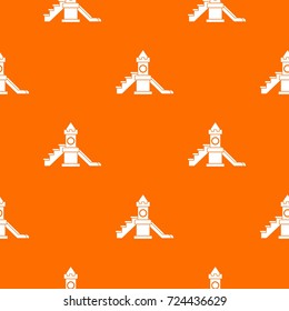 Slider, kids playground equipment pattern repeat seamless in orange color for any design. Vector geometric illustration