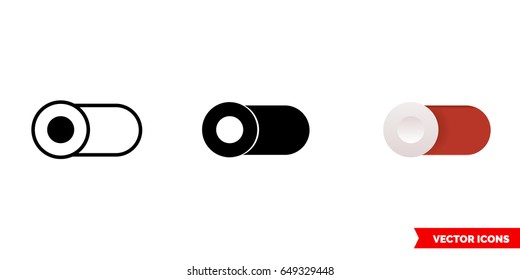 Slider Off icon of 3 types: color, black and white, outline. Isolated vector sign symbol.