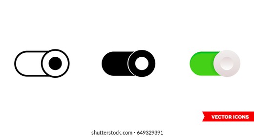 Slider On icon of 3 types: color, black and white, outline. Isolated vector sign symbol.