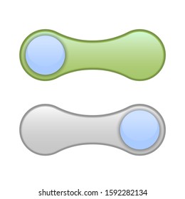 Slider on and off. Green and gray menu background, suitable for your applications and ideas. Isolated vector on a white background.