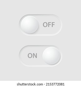 Slider mit Ein- und Aus-Modus. Neomorphismus-Elementdesign für die Benutzeroberfläche. Vektorgrafik.