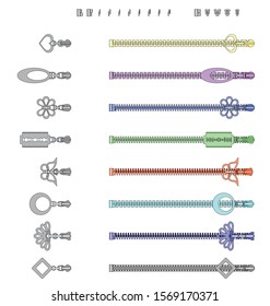 slider pull theet zipper construction kit fashion swatch brush elements ornamental colorable by stroke