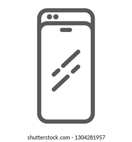 Slider smartphone line icon, technology and communication, mobile phone sign, vector graphics, a linear pattern on a white background, eps 10.