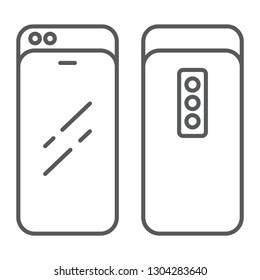 Slider smartphone thin line icon, technology and communication, mobile phone sign, vector graphics, a linear pattern on a white background, eps 10.