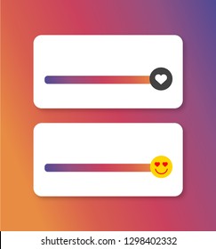 Slider Smile Social Media Instagram. Vector Illustration. Slider Heart Instagram.