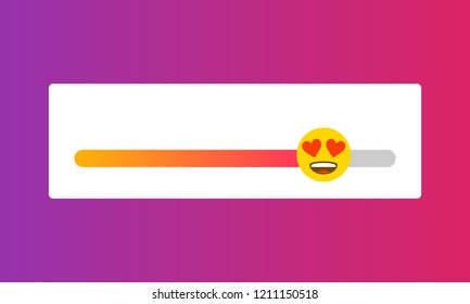 Slider smile social media. Vector illustration. Smiling Face With Heart-Eyes on Emoji.