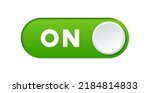 Slider toggle switch on button realistic 3d green color for mobile interface or web vector illustration