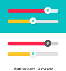 Slider ui element design vector set, flat cartoon modern sliders for web sites isolated on color and white background 