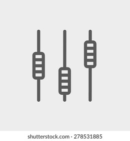 Sliders or faders control board icon thin line for web and mobile, modern minimalistic flat design. Vector dark grey icon on light grey background.