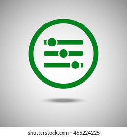 Sliders icon. Flat style. Grey background. Vector illustration.