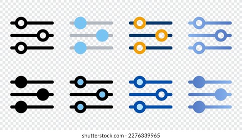 Sliders icons in different style. Sliders icons. Different style icons set. Vector illustration