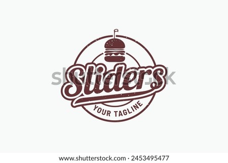 sliders logo with a combination of a slider and beautiful lettering in vintage style for restaurants, cafes, food trucks, etc.