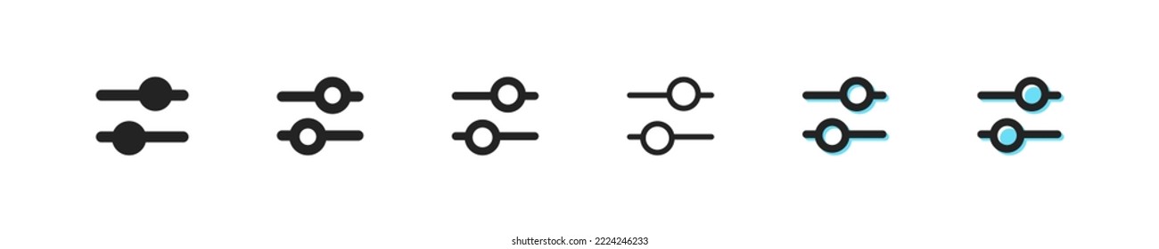Sliders set icon. Tune, control, regulate, adjust, menu, configuration, list, setting, button control, app, application, program. Business concept. Vector line icon for Business