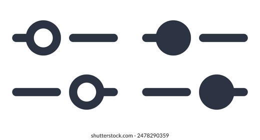 Die Symbole der Schieberegler oder der Schieberegler sind in den Stilen Füllung, Umriss, Linie und Kontur festgelegt. Horizontale Lage