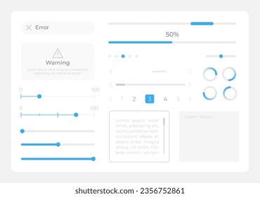 Sliders UI elements kit. Editable isolated vector components. Navigation menu. Web design widget collection for mobile application, software with light theme. Montserrat Light, Medium, Bold fonts used