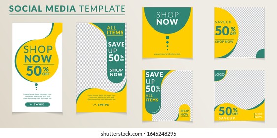 Plantilla de banner de medios sociales modernos editable y abstracto.Cualquiera puede usar este diseño fácilmente.Banner web promocional para medios sociales. Magnífica promoción de venta y descuento - Vector.