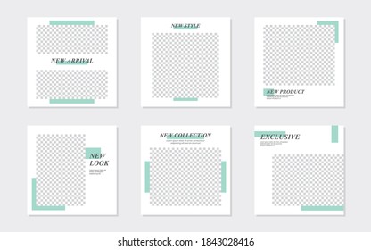 Slides Abstract Unique Editable Minimal Social Media Banner Pastel Green Template. For personal or business. Anyone can use this design easily. Promotional web banner social media. Vector Illustration