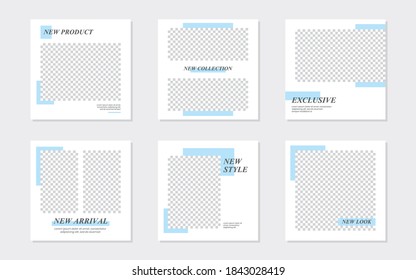 Slides Abstract Unique Editable Minimal Social Media Banner Pastel Blue Template. For personal  business. Anyone can use this design easily. Promotional web banner social media. Vector Illustration