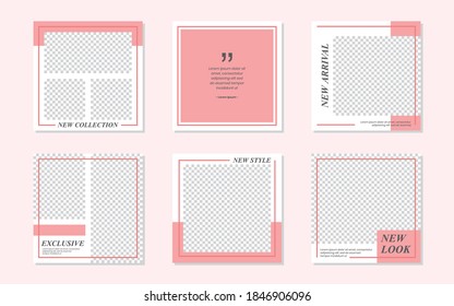 Slides Abstract Unique Editable Minimal Social Media Banner Pink Template. For personal  business.Anyone can use this design easily. Promotional web banner social media post feed. Vector Illustration