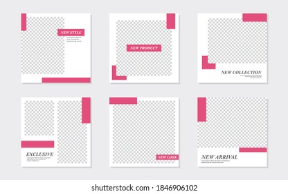 Slides Abstract Unique Editable Minimal Social Media Banner Pink Template. For personal  business.Anyone can use this design easily. Promotional web banner social media post feed. Vector Illustration