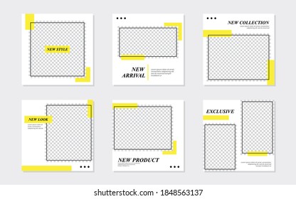 Slides Abstract Unique Editable Minimal Social Media Banner Yellow Template. For personal  business. Anyone can use this design easily. Promotional web banner social media post. Vector Illustration