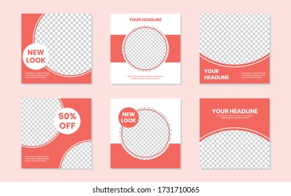 Slides Abstract Unique Editable Modern Social Media Banner Pastel Red Template. Anyone can use This Design Easily. Promotional web banner for social media. Elegant sale and discount promo - Vector. 