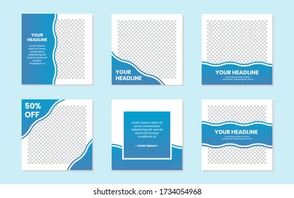 Slides abstract Unique Editable modern Social Media Ocean Blue Wave Fluid Liquid banner Template. Anyone can use This Design Easily. Promotional web banner for social media. Vector Illustration