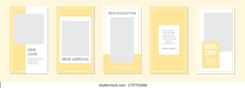 Slides Abstract Unique Editable Modern Social Media Pastel Yellow Banner Template. Anyone can use This Design Easily. Promotional web banner for social media stories. Vector Illustration.