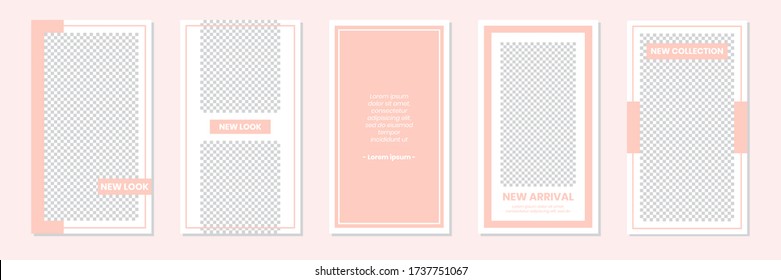 Slides Abstract Unique Editable Modern Social Media Pastel Peach Pink Banner Template. Anyone can use This Design Easily. Promotional web banner for social media stories. Vector Illustration