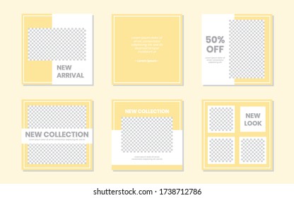 Slides Abstract Unique Editable Modern Social Media Pastel Soft Cute Yellow Banner Template. Anyone can use This Design Easily. Promotional web banner for social media post. Vector Illustration.