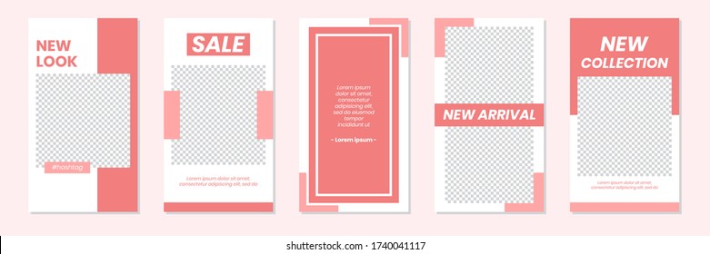 Slides Abstract Unique Editable Modern Social Media Pastel Pink Red Banner Template. Anyone can use This Design Easily. Promotional web banner for social media stories. Vector Illustration.