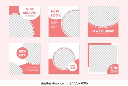 Slides Abstract Unique Editable Modern Social Media Banner Peach Pink Red Template. Anyone can use This Design Easily. Promotional web banner for social media post feed. Vector Illustration.