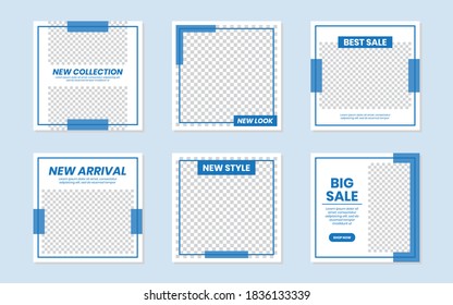 Slides Abstract Unique Editable Modern Social Media Banner Blue Template. For personal  business. Anyone can use this design easily. Promotional web banner social media post feed. Vector Illustration