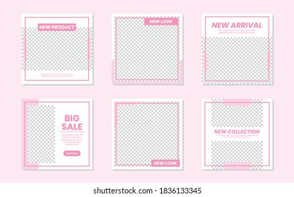 Slides Abstract Unique Editable Modern Social Media Banner Pink Template. For personal  business. Anyone can use this design easily. Promotional web banner social media post feed. Vector Illustration