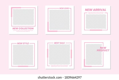 Slides Abstract Unique Editable Modern Social Media Banner Pink Template. For personal  business. Anyone can use this design easily. Promotional web banner social media post feed. Vector Illustration
