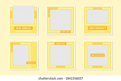Slides Abstract Unique Editable Modern Social Media Banner Yellow Template. For personal  business. Anyone can use this design easily. Promotional web banner social media post. Vector Illustration
