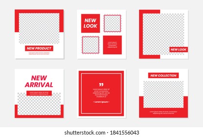 Slides Abstract Unique Editable Modern Social Media Banner Red Template. For Personal  Business. Anyone Can Use This Design Easily. Promotional Web Banner Social Media Post Feed. Vector Illustration