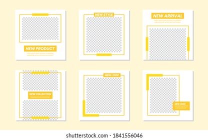 Slides Abstract Unique Editable Modern Social Media Banner Yellow Template. For personal  business. Anyone can use this design easily. Promotional web banner social media post. Vector Illustration