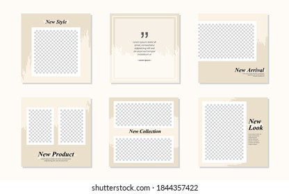 Slides Abstract Unique Editable Modern Social Media Banner Khaki Brown Template. Brush and watercolor design. For personal  business. Promotional web banner social media post. Vector Illustration