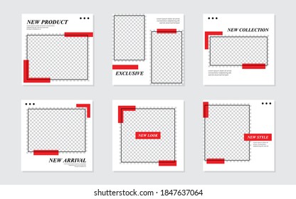 Slides Abstract Unique Editable Modern Social Media Banner Red Template. For personal  business. Anyone can use this design easily. Promotional web banner social media post feed. Vector Illustration