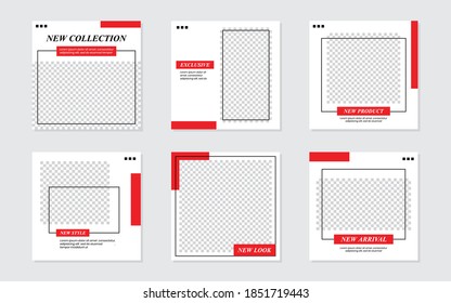 Slides Abstract Unique Editable Modern Social Media Banner Red Template. For personal  business. Anyone can use this design easily. Promotional web banner social media post feed. Vector Illustration