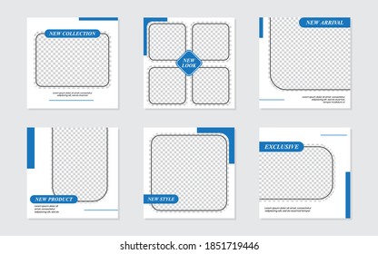 Slides Abstract Unique Editable Modern Social Media Banner Blue Template. For personal  business. Anyone can use this design easily. Promotional web banner social media post feed. Vector Illustration