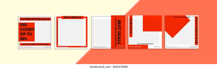 Slides Abstract Unique Editable Modern Social Media Banner Red Template. For personal business. Anyone can use this design easily. Promotional web banner social media post feed. Vector Illustration