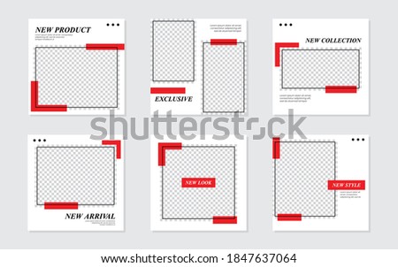 Slides Abstract Unique Editable Modern Social Media Banner Red Template. For personal  business. Anyone can use this design easily. Promotional web banner social media post feed. Vector Illustration